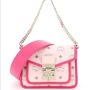 MCM Patricia Visetos Pink White Leather Cross Body